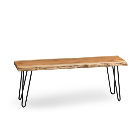 Alaterre Furniture Hairpin Natural Live Edge Wood with Metal 48" Bench, Natural AWDD0420